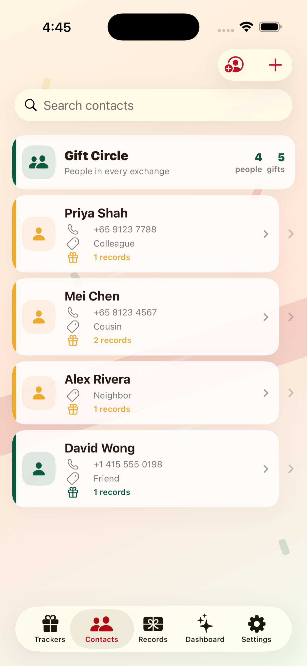 GiftLedger iPhone Screenshot 2