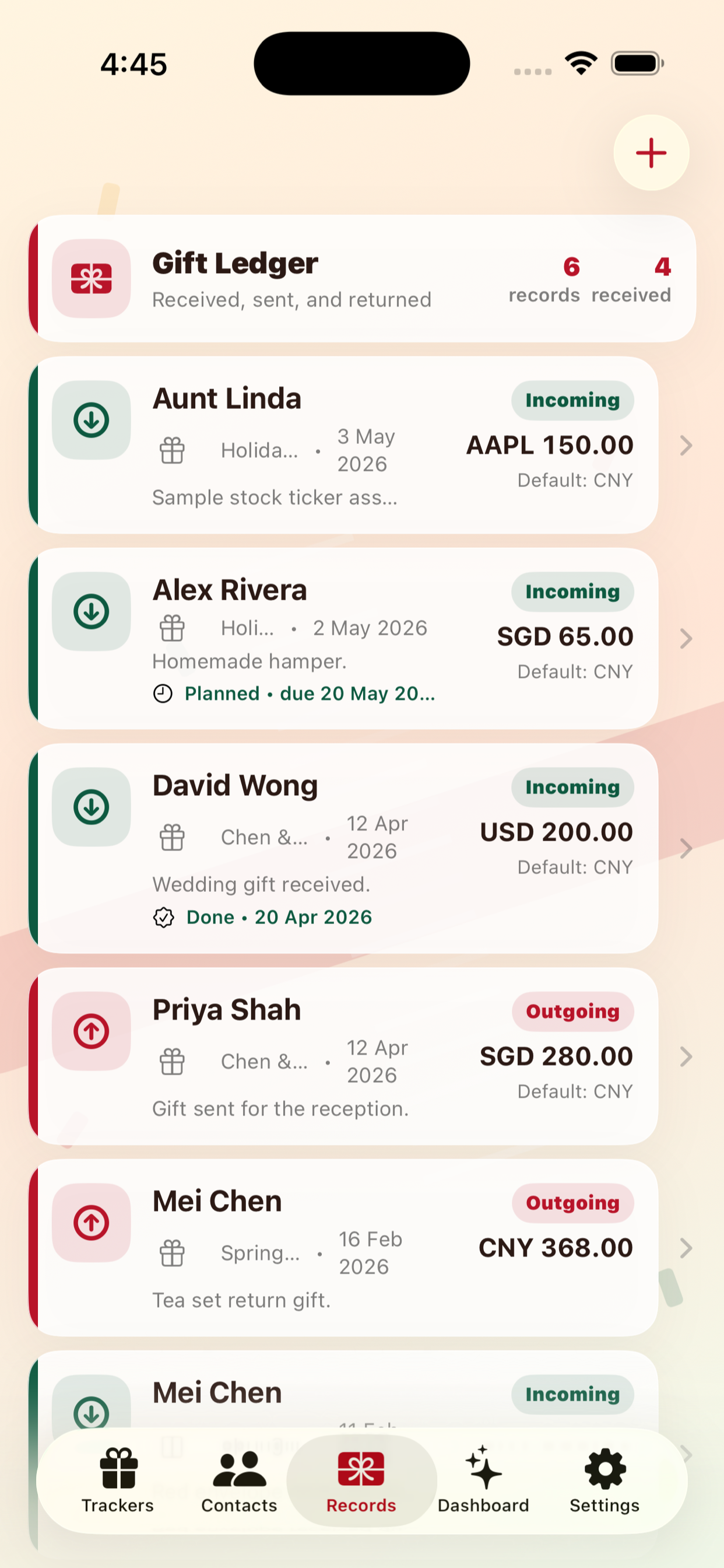 GiftLedger iPhone Screenshot 3