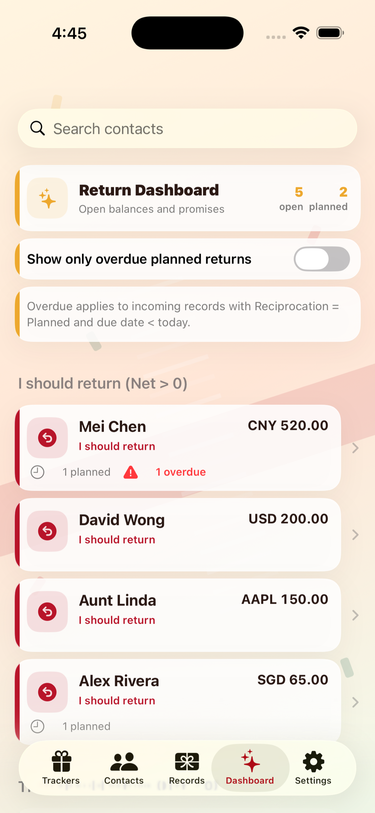 GiftLedger iPhone Screenshot 4