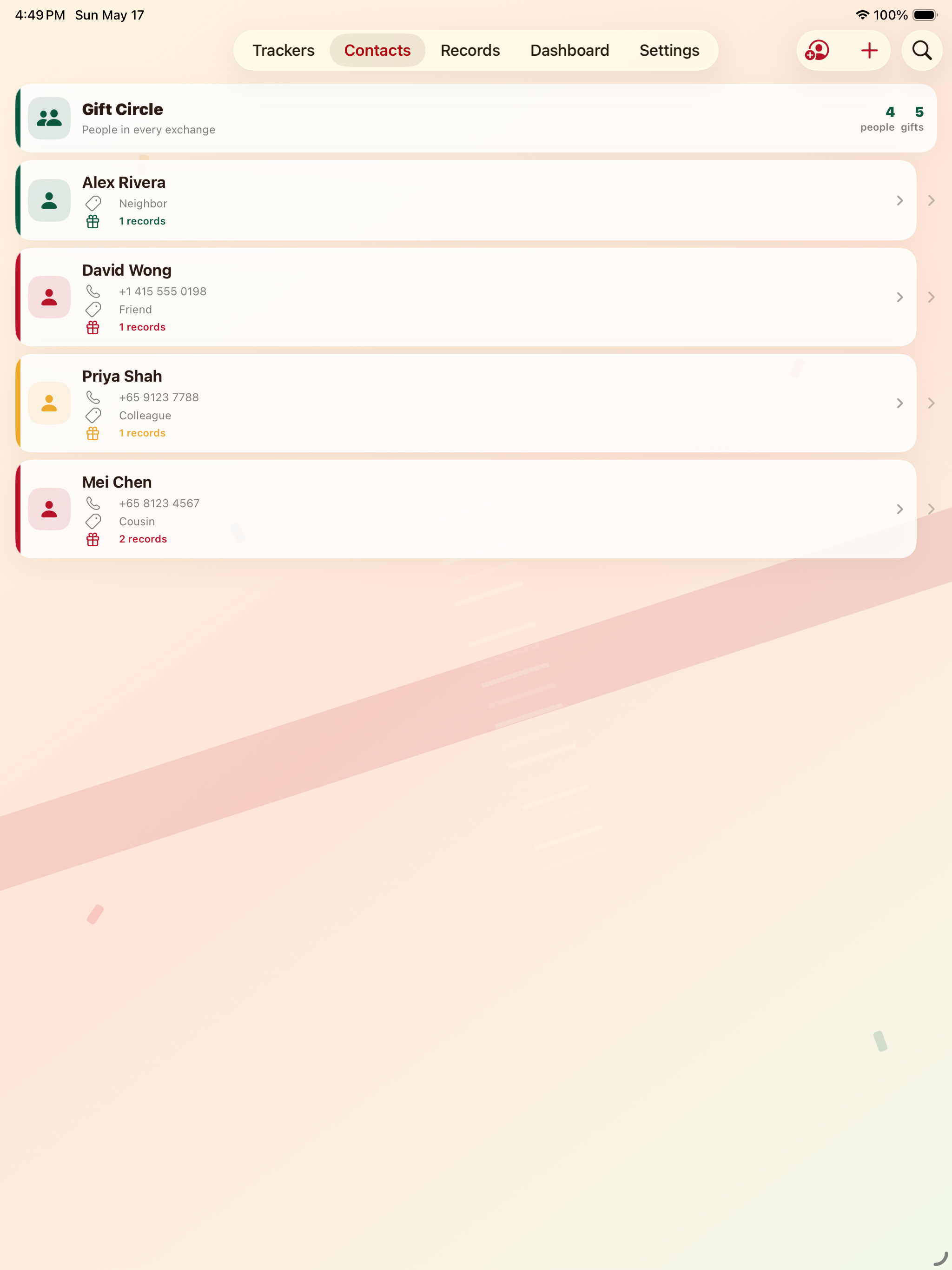 GiftLedger iPad Screenshot 2