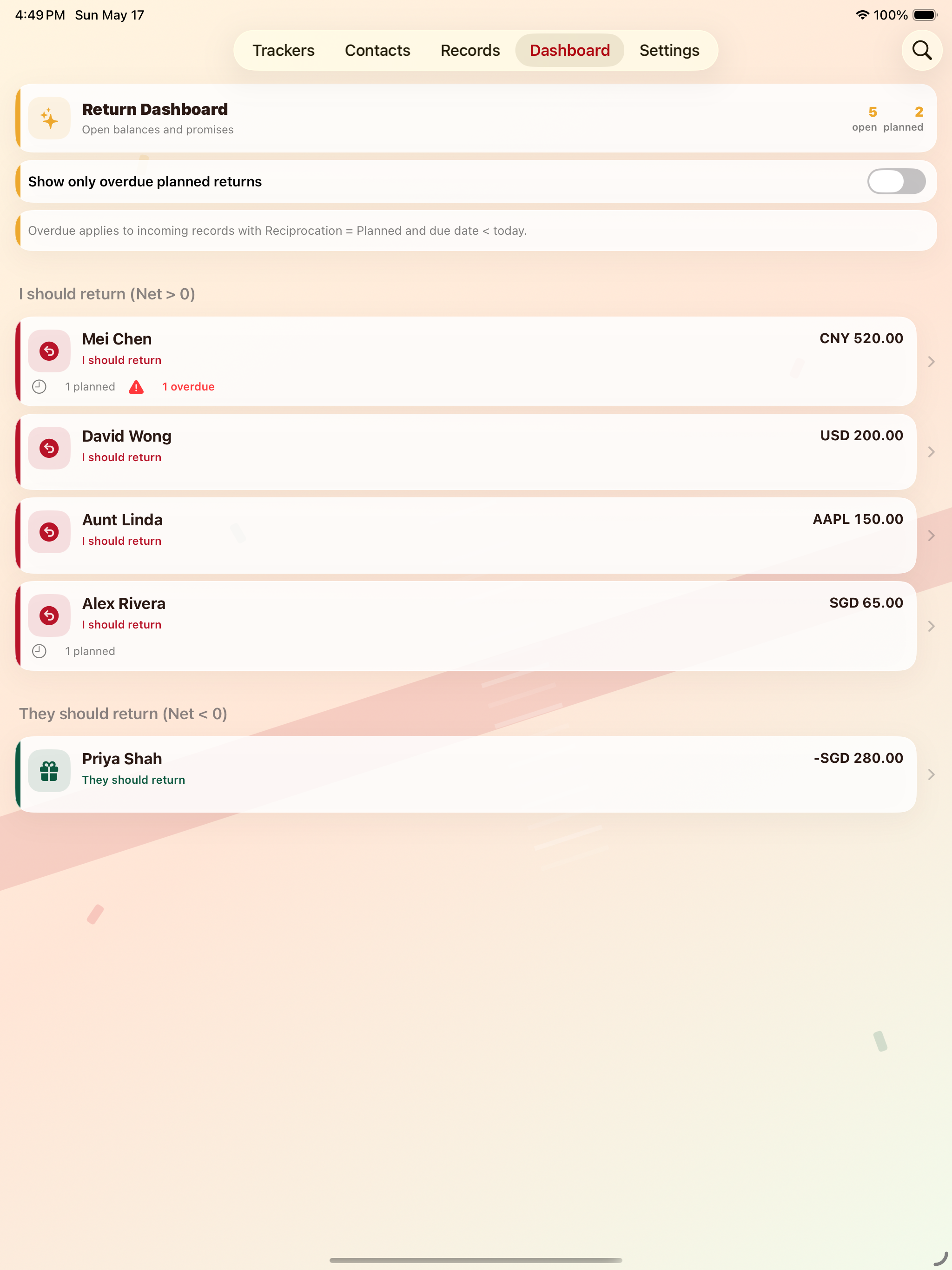 GiftLedger iPad Screenshot 4